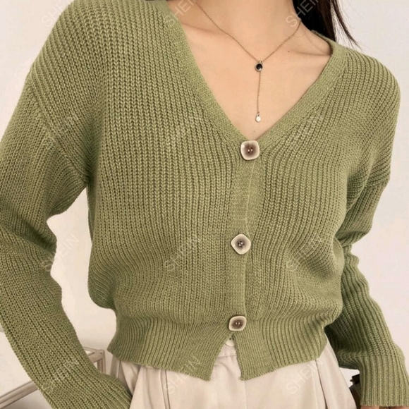SHEIN Sweaters - Green Cardigan